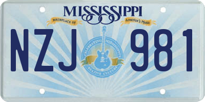 MS license plate NZJ981
