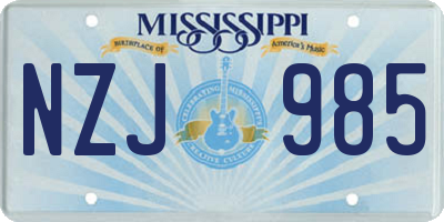 MS license plate NZJ985