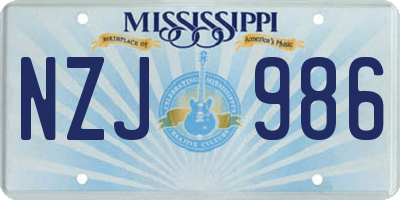 MS license plate NZJ986