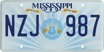 MS license plate NZJ987