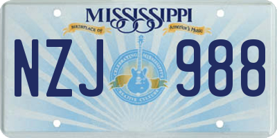 MS license plate NZJ988