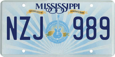 MS license plate NZJ989
