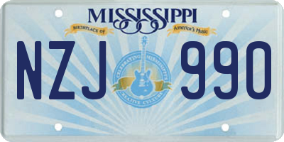 MS license plate NZJ990