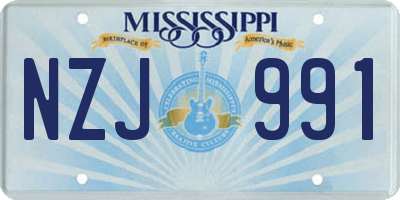MS license plate NZJ991
