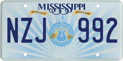 MS license plate NZJ992