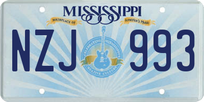 MS license plate NZJ993