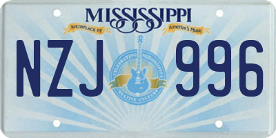 MS license plate NZJ996
