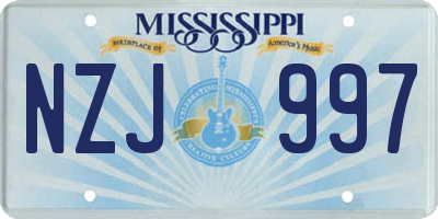 MS license plate NZJ997