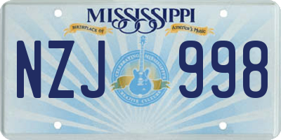 MS license plate NZJ998