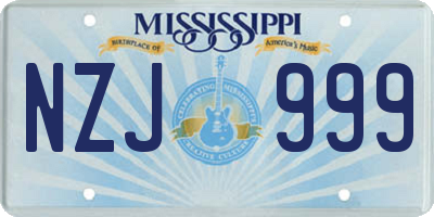 MS license plate NZJ999