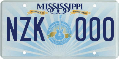 MS license plate NZK000