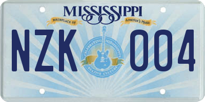 MS license plate NZK004