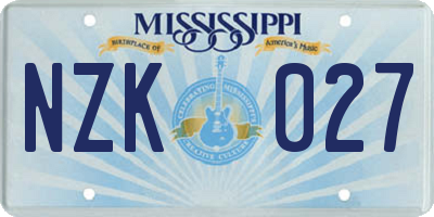 MS license plate NZK027