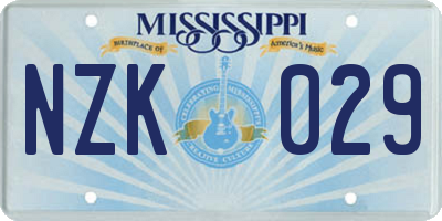 MS license plate NZK029
