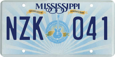 MS license plate NZK041