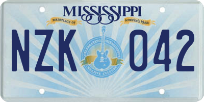 MS license plate NZK042