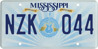 MS license plate NZK044