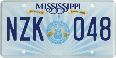 MS license plate NZK048
