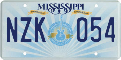 MS license plate NZK054