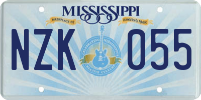 MS license plate NZK055