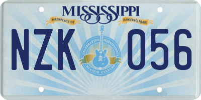 MS license plate NZK056
