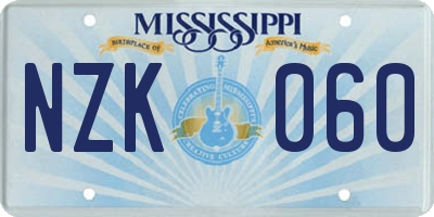 MS license plate NZK060