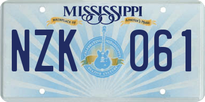MS license plate NZK061