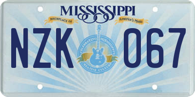 MS license plate NZK067