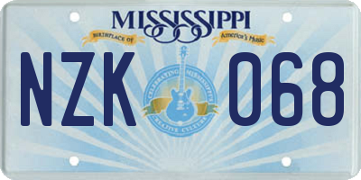 MS license plate NZK068