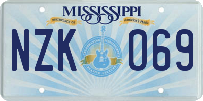 MS license plate NZK069