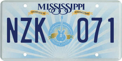 MS license plate NZK071