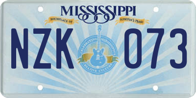MS license plate NZK073