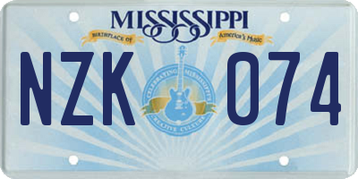MS license plate NZK074