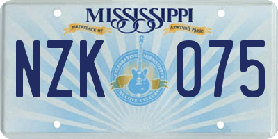 MS license plate NZK075