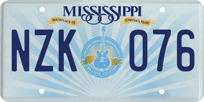 MS license plate NZK076