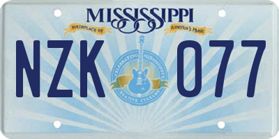 MS license plate NZK077