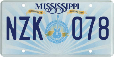 MS license plate NZK078