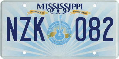MS license plate NZK082