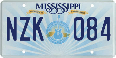MS license plate NZK084