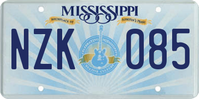 MS license plate NZK085