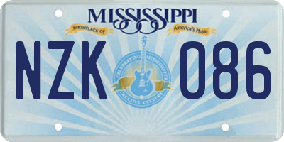 MS license plate NZK086