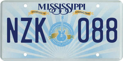 MS license plate NZK088