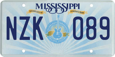 MS license plate NZK089