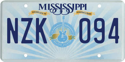 MS license plate NZK094