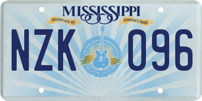 MS license plate NZK096