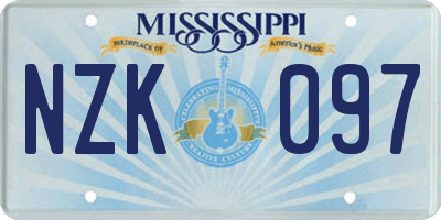 MS license plate NZK097