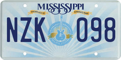 MS license plate NZK098