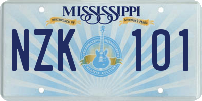 MS license plate NZK101