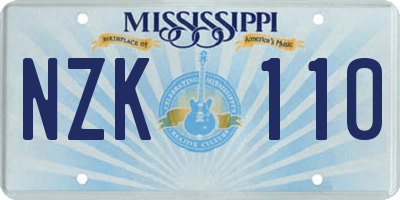 MS license plate NZK110