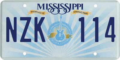 MS license plate NZK114